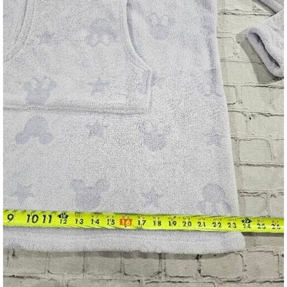 Disney Mickey Mouse Faux Fur Fleece Purple Long Sleeve Pullover Hoodie WOMENS M - Picture 3 of 10